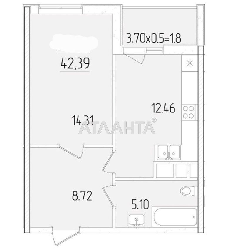 1-комнатная квартира по адресу ул. Краснова (площадь 42,4 м²) - Atlanta.ua - фото 5