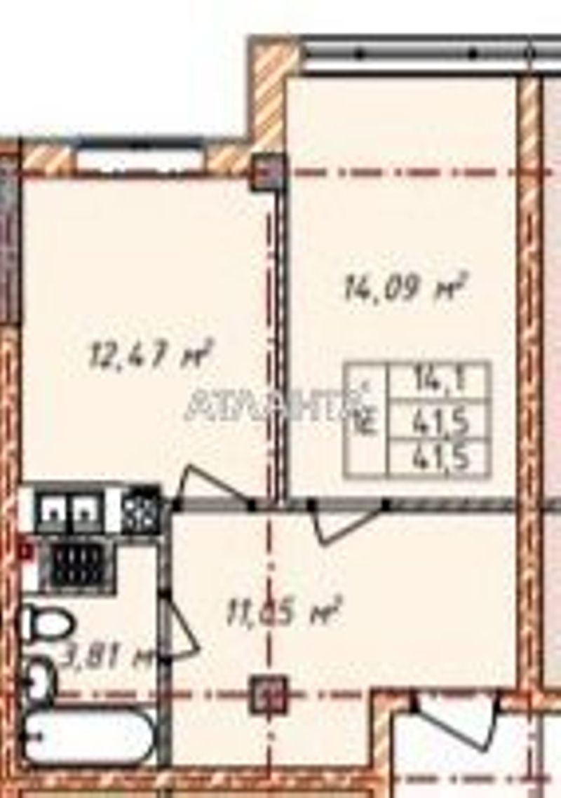 1-комнатная квартира по адресу Люстдорфская дор. (площадь 42 м²) - Atlanta.ua - фото 3