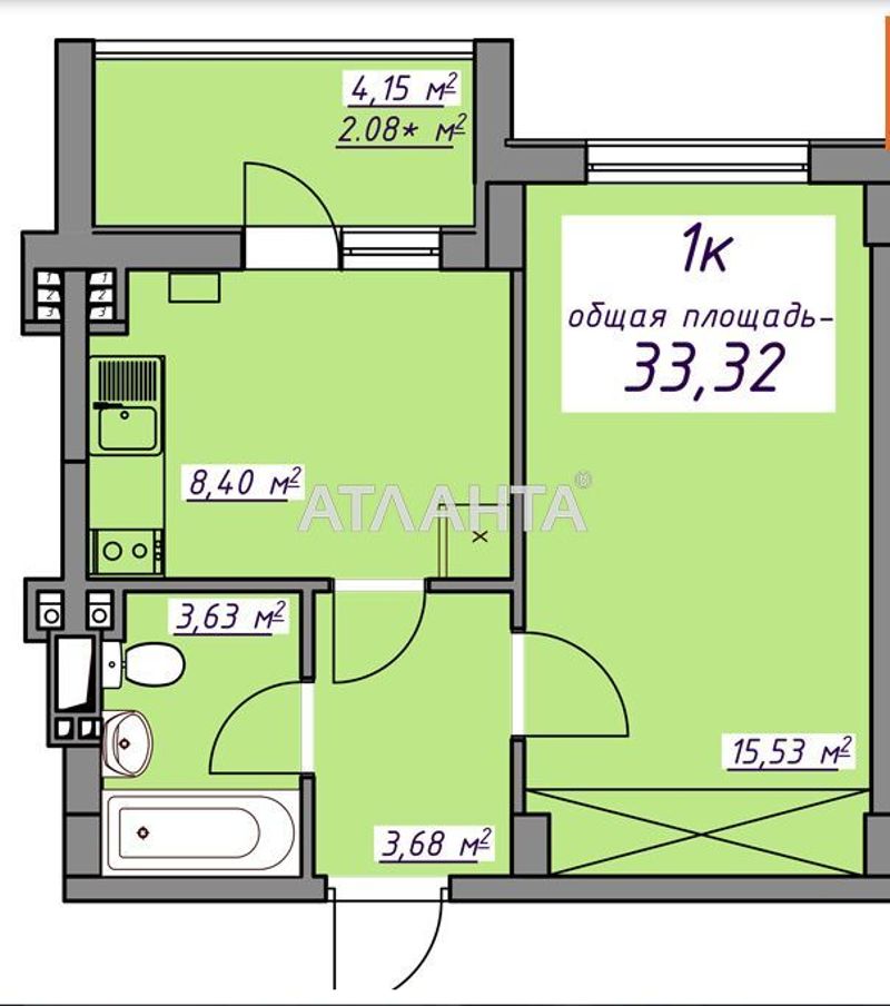 1-кімнатна квартира за адресою вул. Масив 10 (площа 33,3 м²) - Atlanta.ua - фото 6