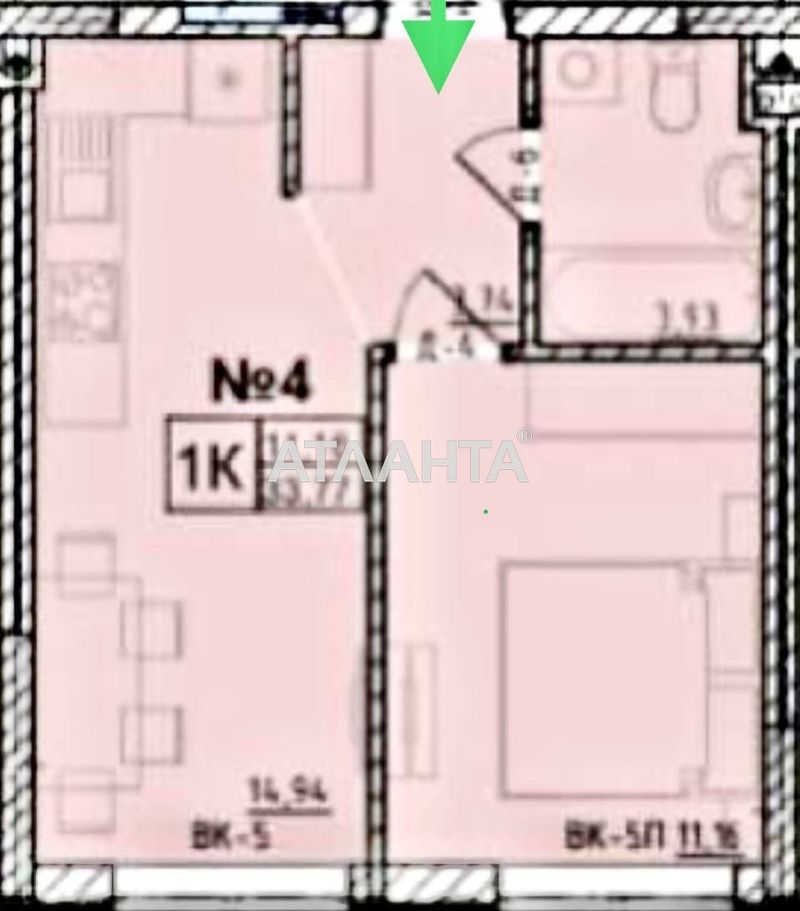 1-комнатная квартира по адресу ул. Вильямса ак. (площадь 33,7 м²) - Atlanta.ua - фото 2