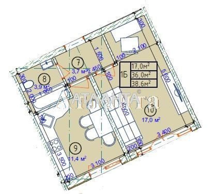 1-кімнатна квартира за адресою Фонтанська дор. (площа 37,5 м²) - Atlanta.ua - фото 3