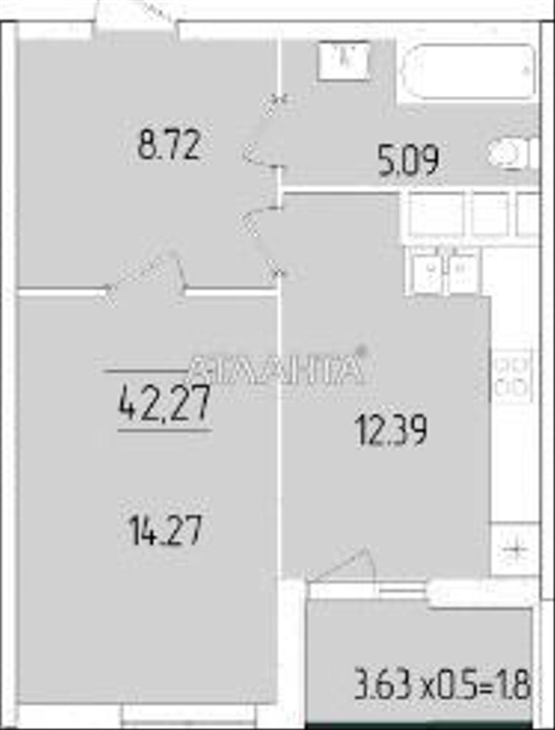 1-комнатная квартира по адресу ул. Краснова (площадь 42,3 м²) - Atlanta.ua - фото 2