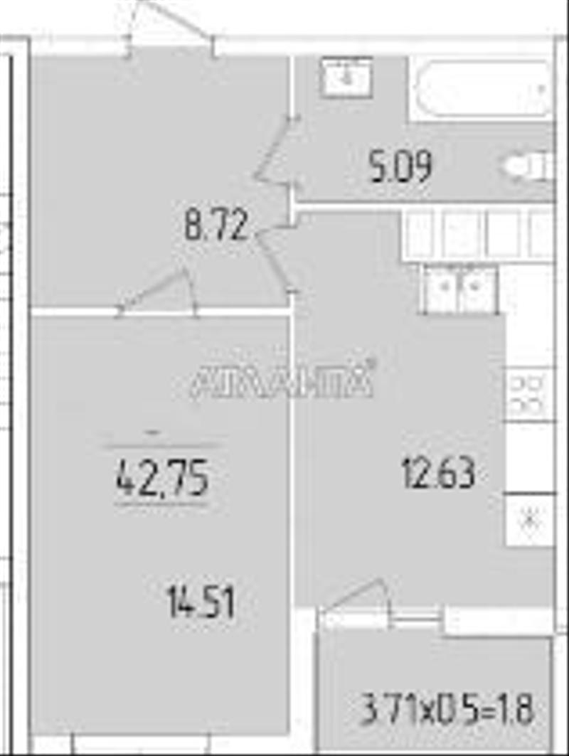 1-кімнатна квартира за адресою вул. Краснова (площа 42,7 м²) - Atlanta.ua - фото 2