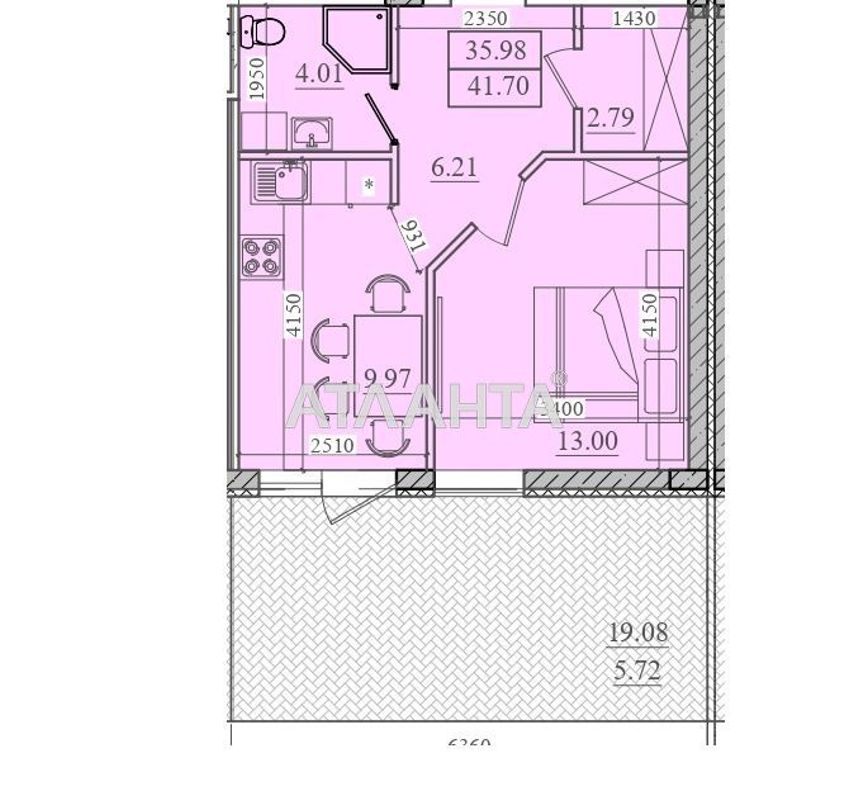 1-комнатная квартира по адресу ул. Слободская (площадь 41,7 м²) - Atlanta.ua - фото 4