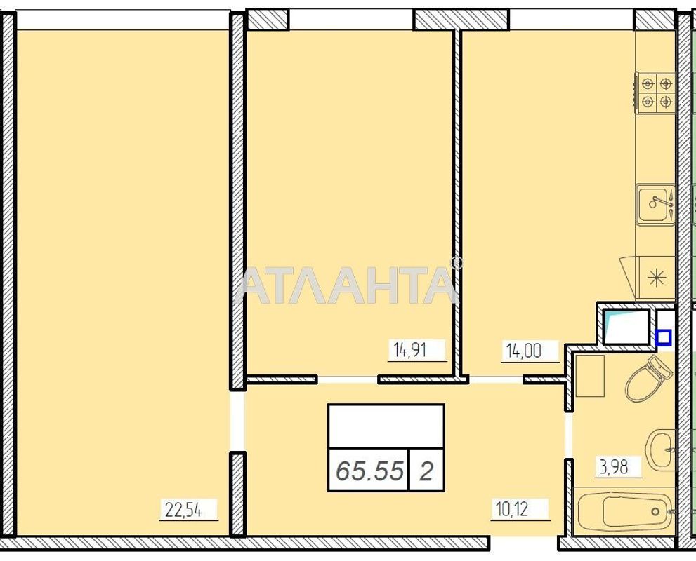 2-комнатная квартира по адресу ул. Жемчужная (площадь 65,4 м²) - Atlanta.ua