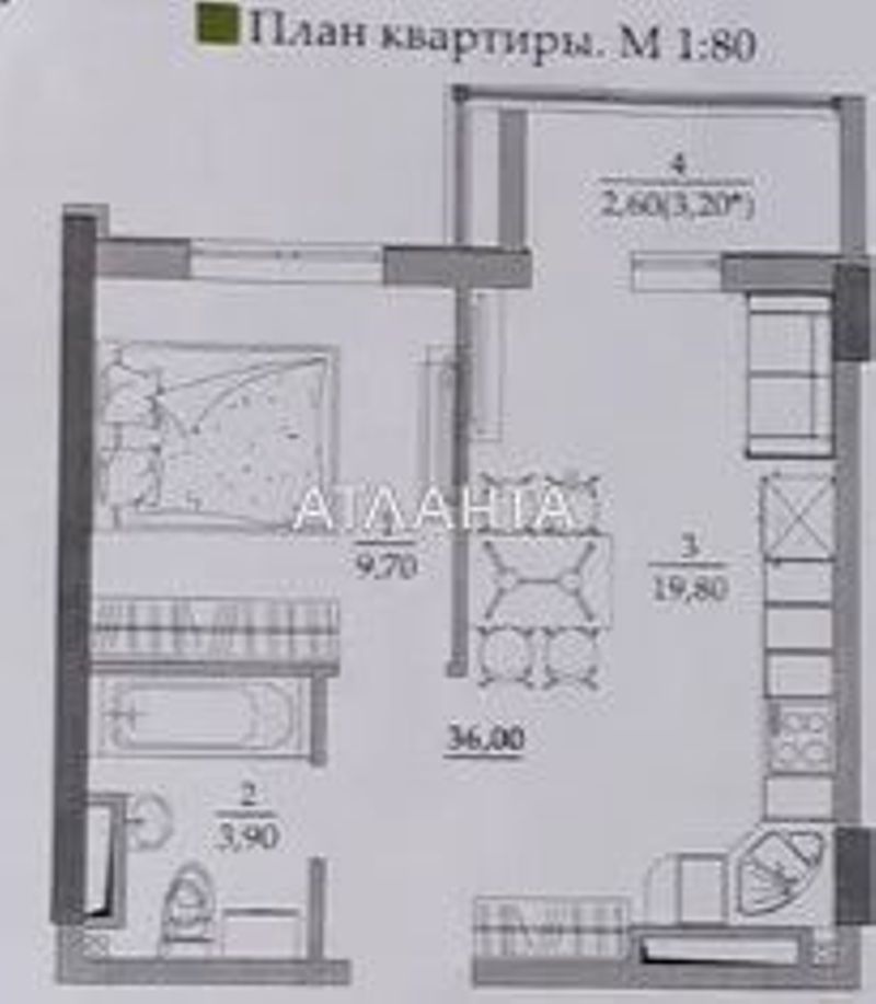 1-кімнатна квартира за адресою вул. Вільямса ак. (площа 36 м²) - Atlanta.ua - фото 4