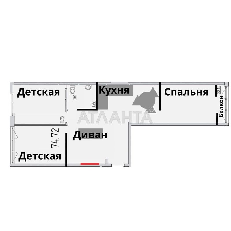 3-кімнатна квартира за адресою вул. Перлинна (площа 75 м²) - Atlanta.ua - фото 27