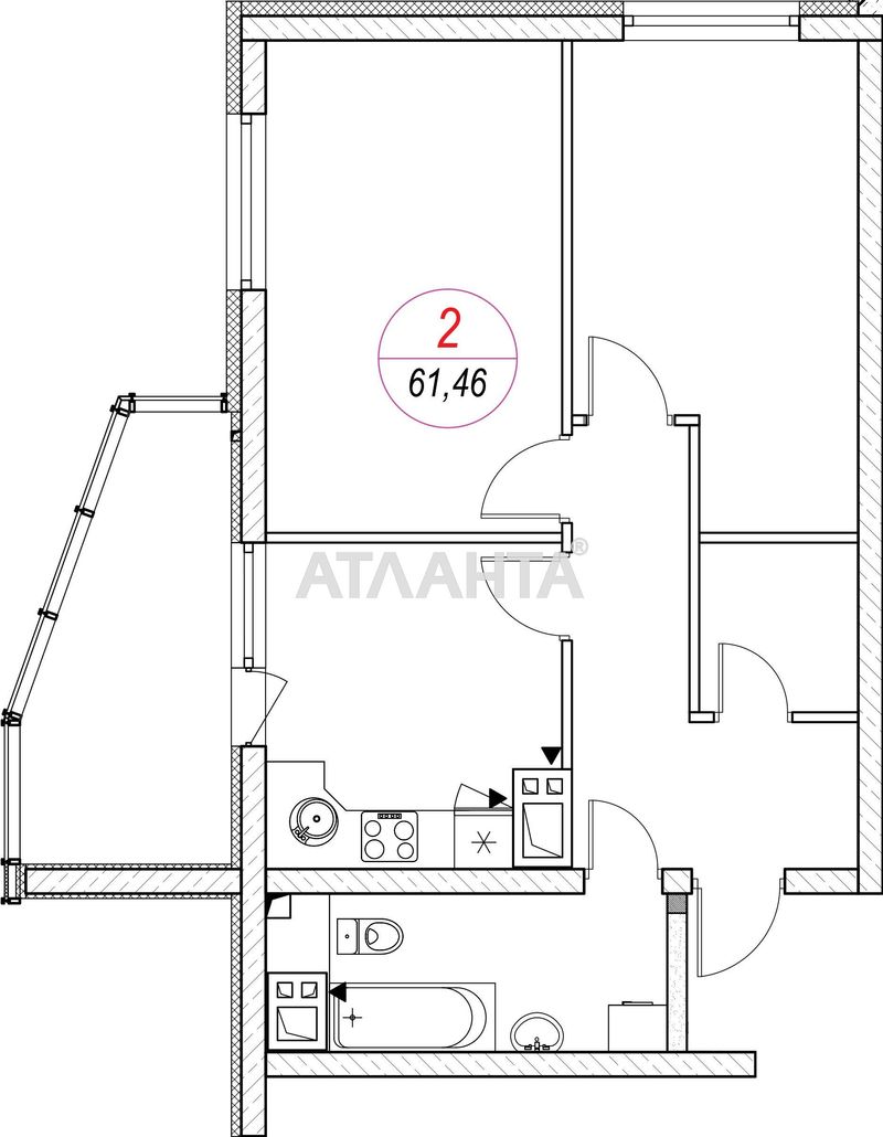2-комнатная квартира по адресу ул. Среднефонтанская (площадь 63 м²) - Atlanta.ua