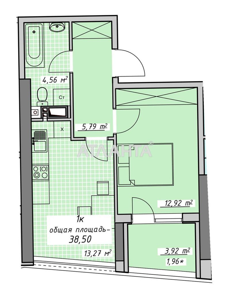 1-кімнатна квартира за адресою Курортний пров. (площа 38,6 м²) - Atlanta.ua - фото 4