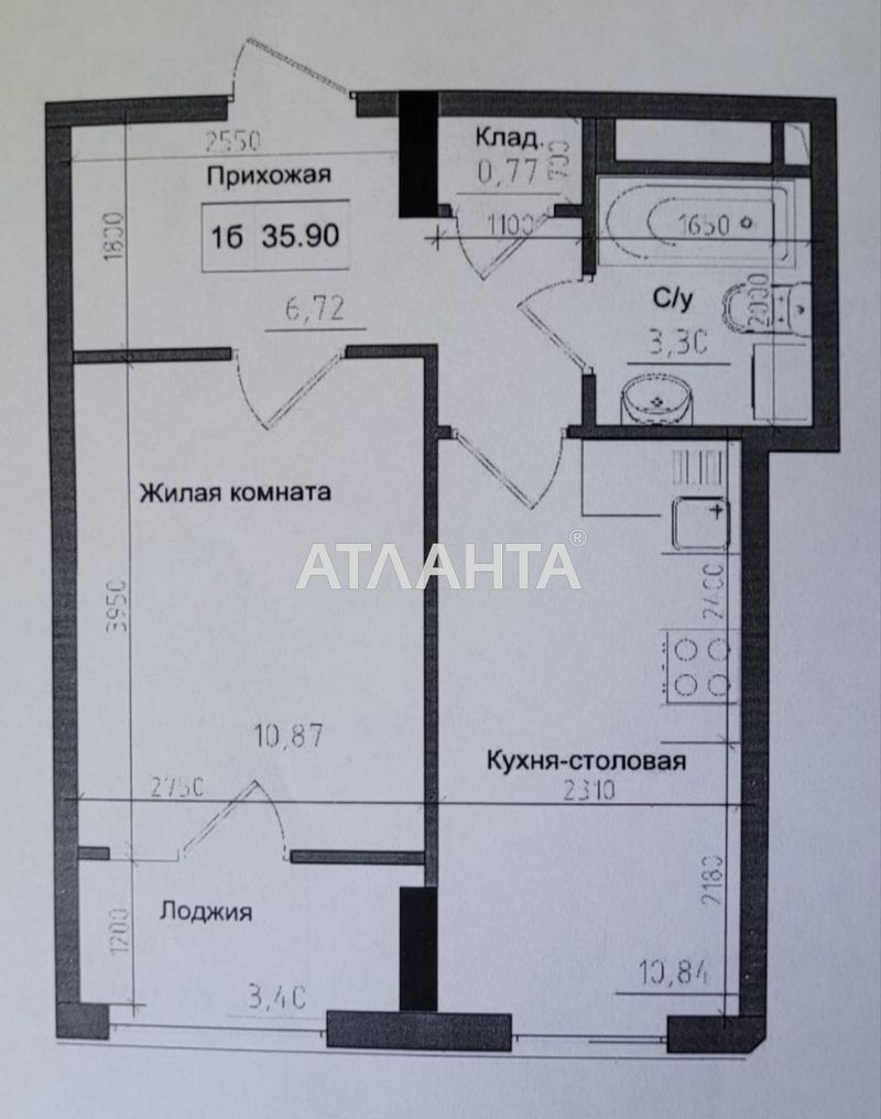 1-room apartment apartment by the address st. 7 km ovidiopolskoy dor (area 35,9 m²) - Atlanta.ua - photo 5