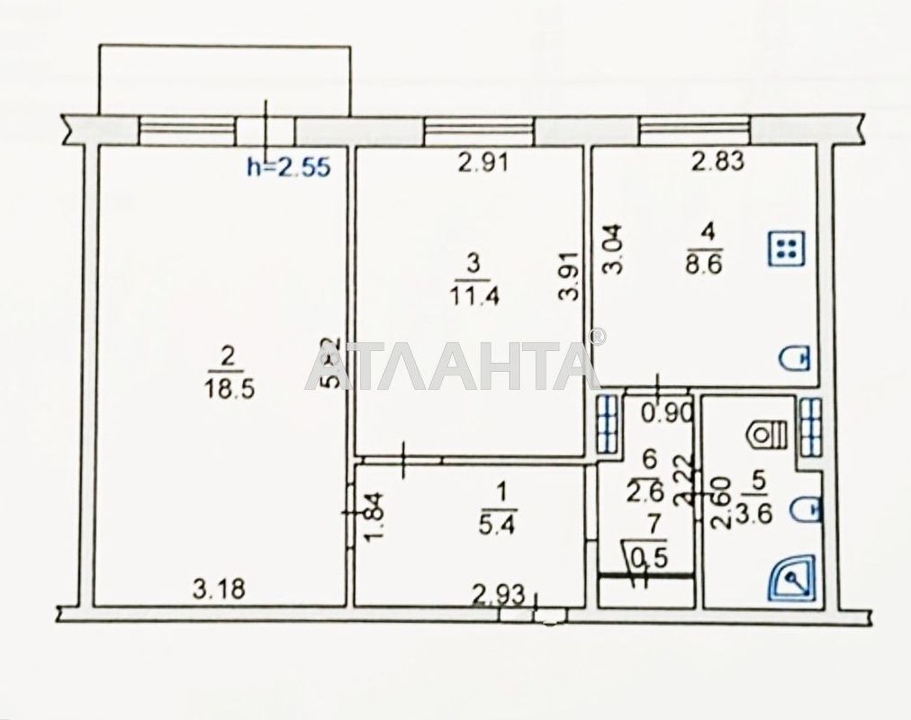 2-rooms apartment apartment by the address st. Parkovaya (area 51,5 m²) - Atlanta.ua - photo 3