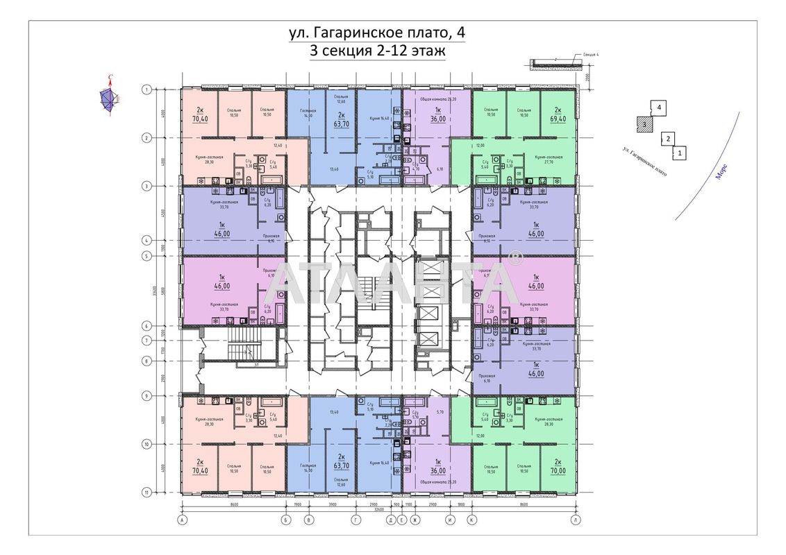 2-кімнатна квартира за адресою вул. Гагарінське плато (площа 70 м²) - Atlanta.ua - фото 8