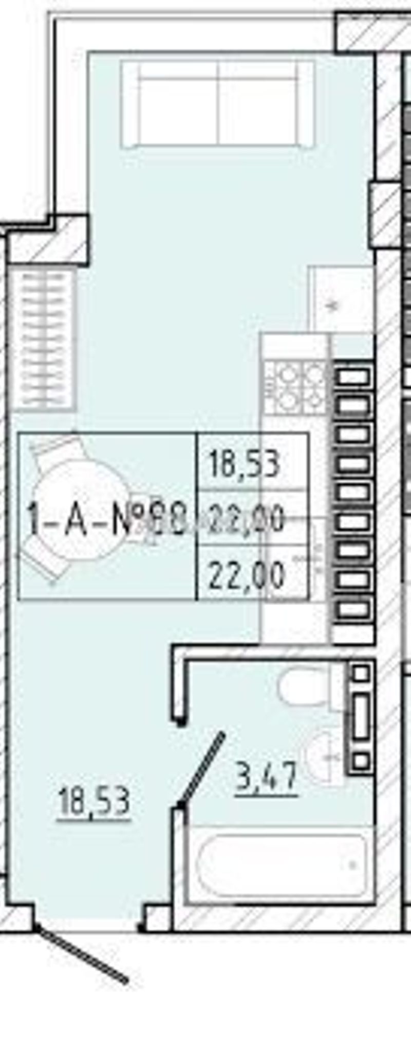 1-комнатная квартира по адресу ул. Марсельская (площадь 23,3 м²) - Atlanta.ua - фото 2