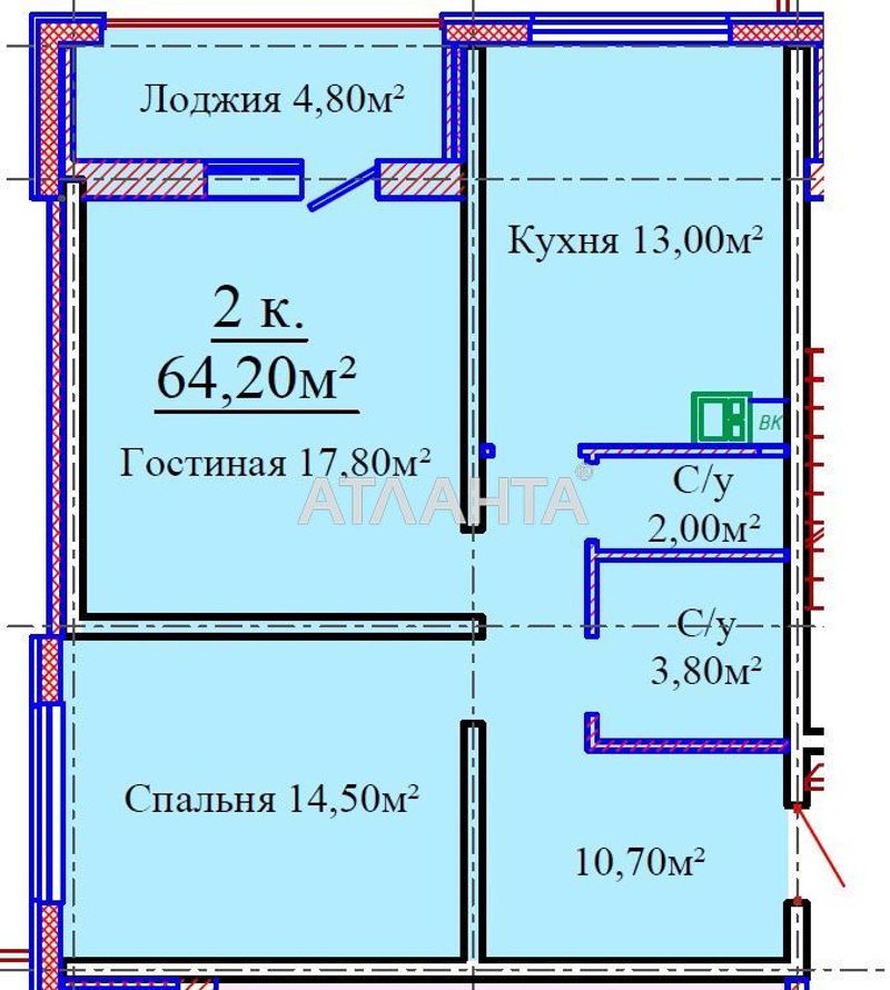 2-rooms apartment apartment by the address st. Zhabotinskogo Proletarskaya (area 65 m²) - Atlanta.ua - photo 2