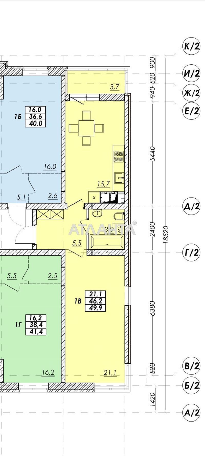1-room apartment apartment by the address st. Prokhorovskaya Khvorostina (area 51,2 m²) - Atlanta.ua - photo 4