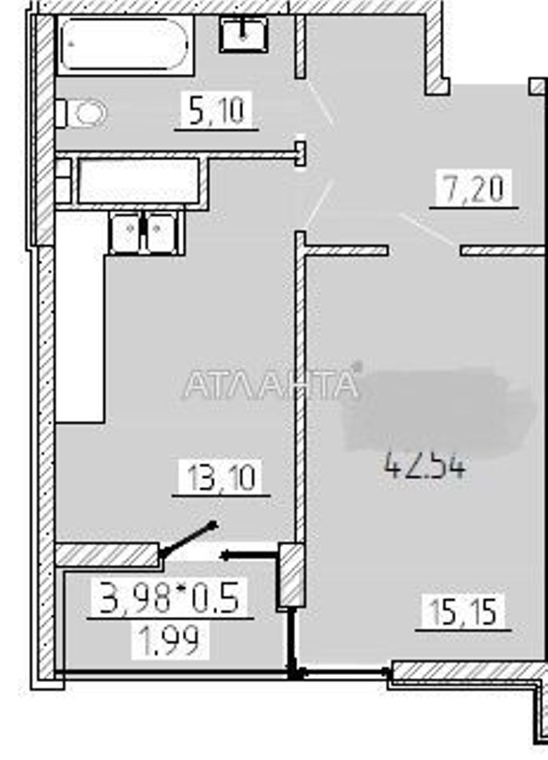 1-кімнатна квартира за адресою вул. Краснова (площа 42,5 м²) - Atlanta.ua - фото 4