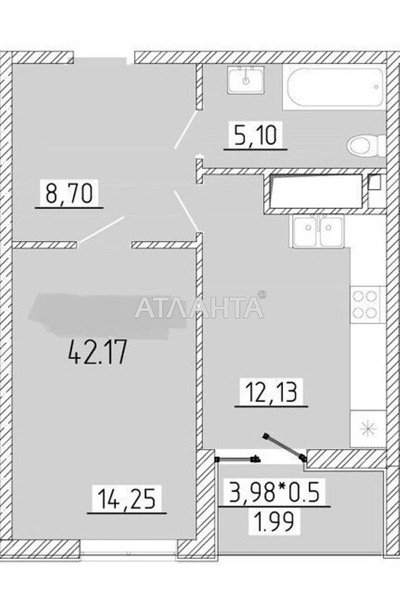 1-комнатная квартира по адресу ул. Краснова (площадь 42,2 м²) - Atlanta.ua - фото 4