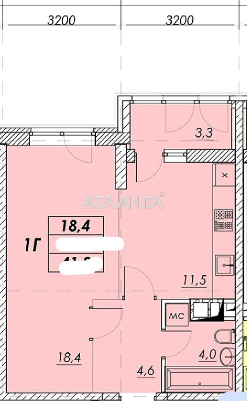 1-комнатная квартира по адресу ул. Прохоровская (площадь 40,6 м²) - Atlanta.ua