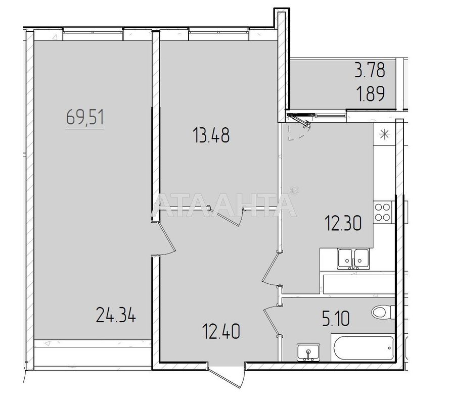 2-rooms apartment apartment by the address st. Krasnova (area 69,5 m²) - Atlanta.ua - photo 4