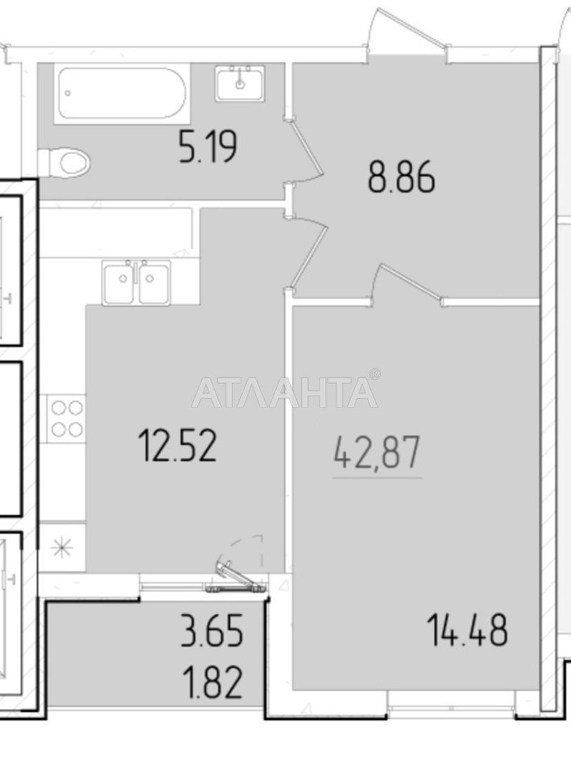 1-кімнатна квартира за адресою вул. Краснова (площа 42,9 м²) - Atlanta.ua - фото 4