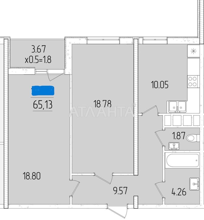 2-комнатная квартира по адресу ул. Краснова (площадь 65 м²) - Atlanta.ua