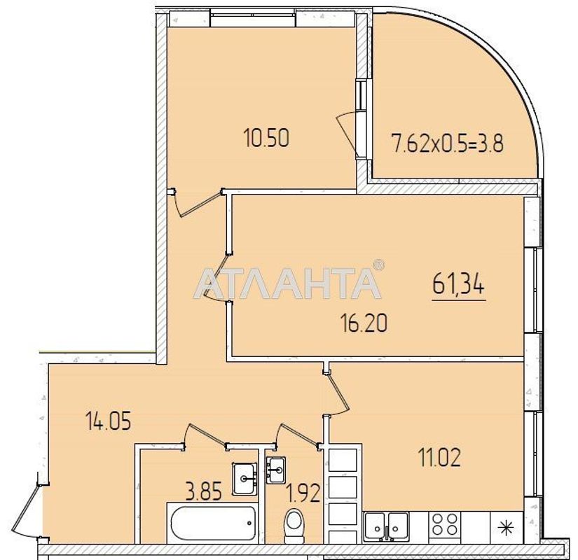2-комнатная квартира по адресу ул. Краснова (площадь 61,3 м²) - Atlanta.ua - фото 2