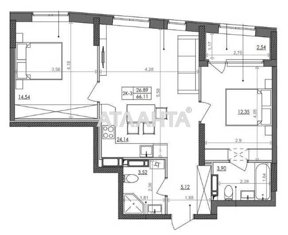 2-rooms apartment apartment by the address st. Sh Naddnepryanskoe (area 66,1 m²) - Atlanta.ua - photo 15