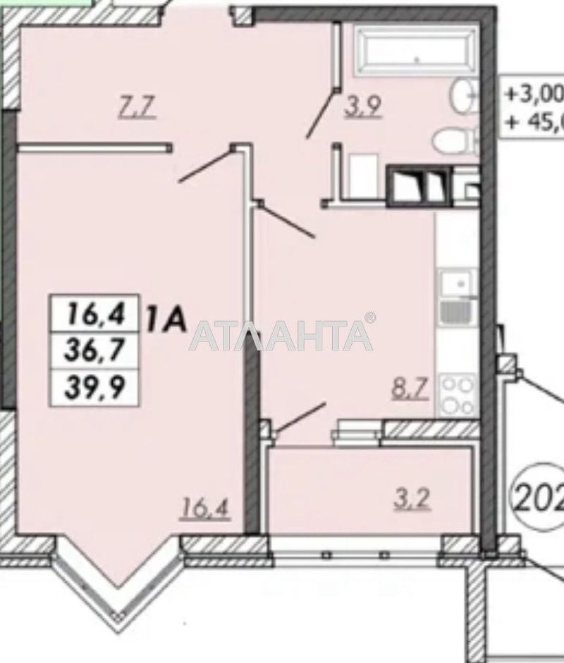 1-комнатная квартира по адресу Овидиопольская дор. (площадь 40 м²) - Atlanta.ua - фото 2