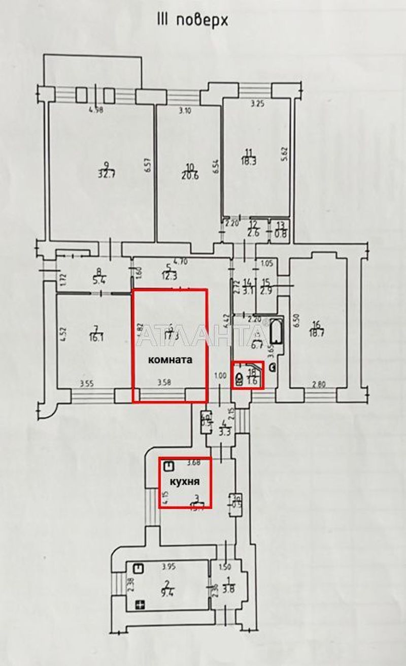 Коммунальная квартира по адресу ул. Пироговская (площадь 17,3 м²) - Atlanta.ua - фото 2