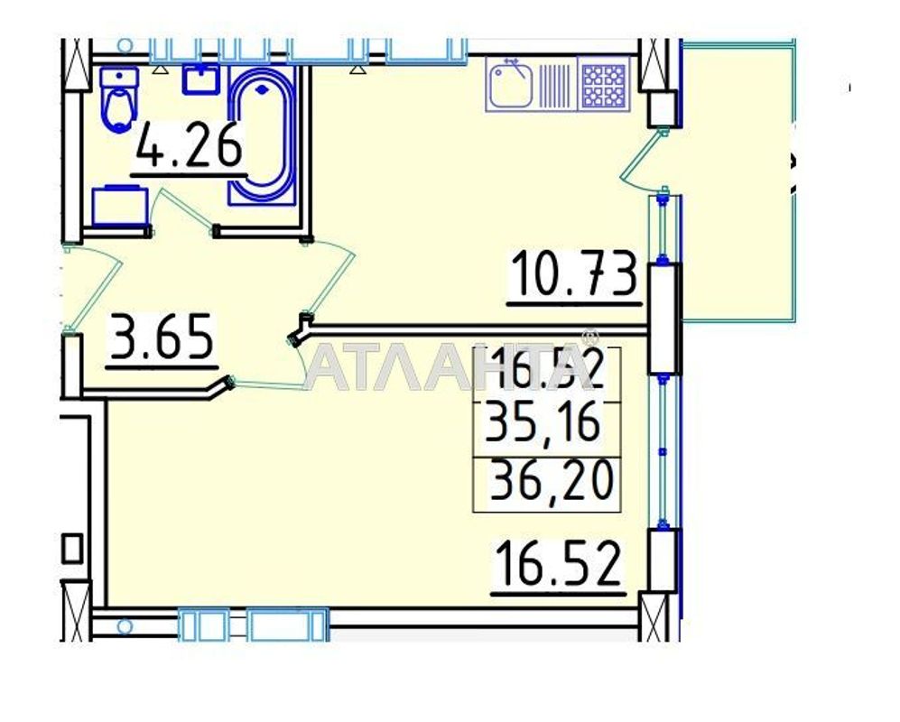 1-кімнатна квартира за адресою Люстдорфська дор. (площа 36,5 м²) - Atlanta.ua - фото 12