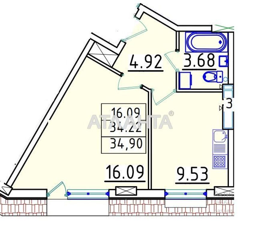 1-кімнатна квартира за адресою Люстдорфська дор. (площа 34,9 м²) - Atlanta.ua - фото 2
