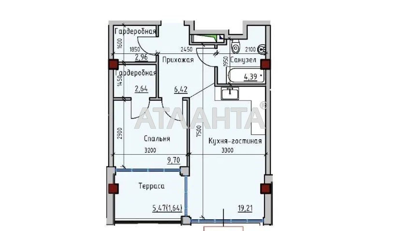 1-room apartment apartment by the address st. Sofievskaya Korolenko (area 47 m²) - Atlanta.ua