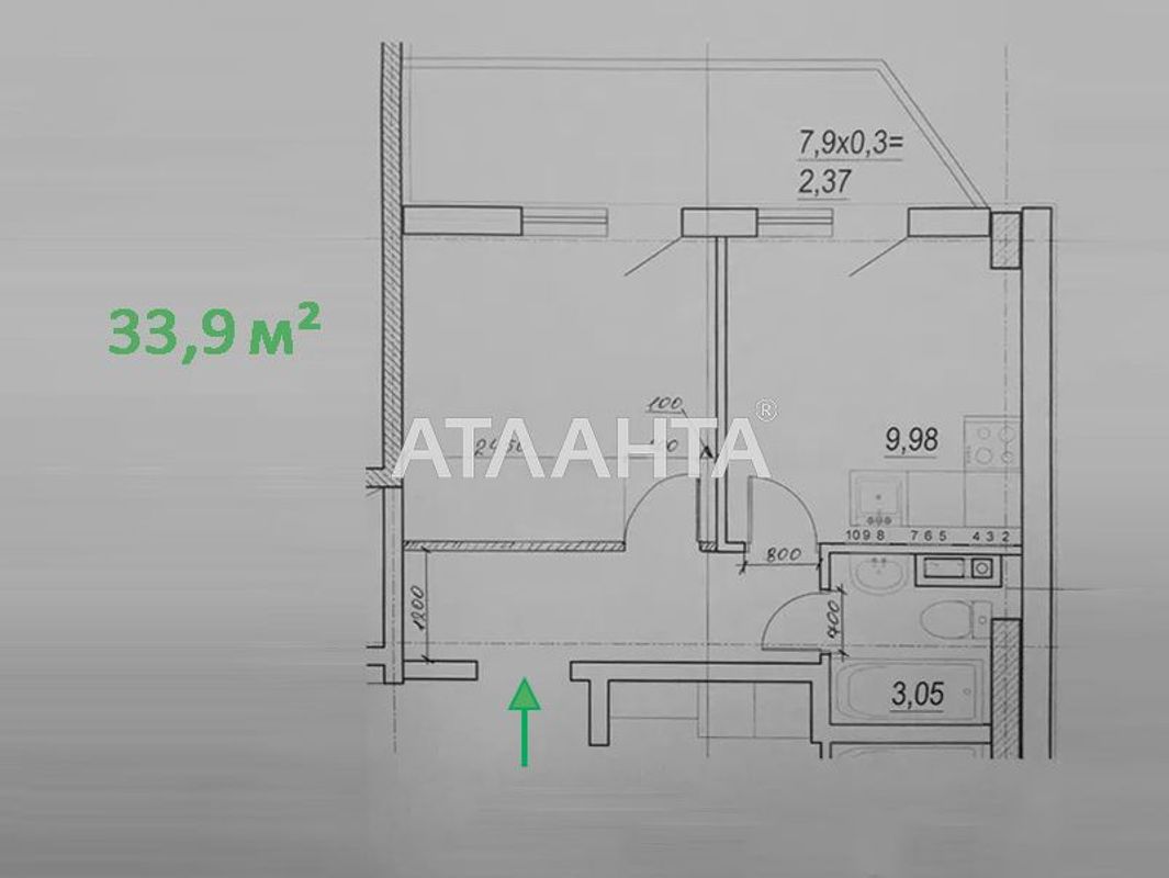 1-room apartment apartment by the address st. Vokzalnyy per (area 33,9 m²) - Atlanta.ua - photo 2