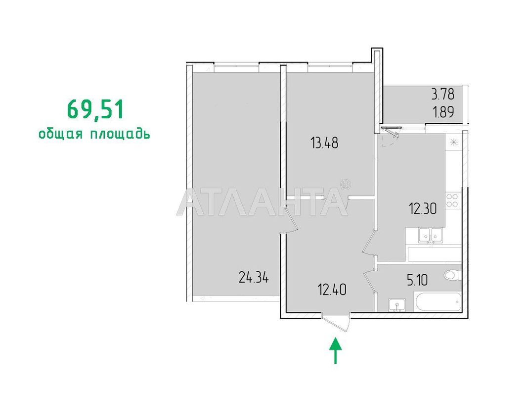 2-комнатная квартира по адресу ул. Краснова (площадь 69,5 м²) - Atlanta.ua - фото 2