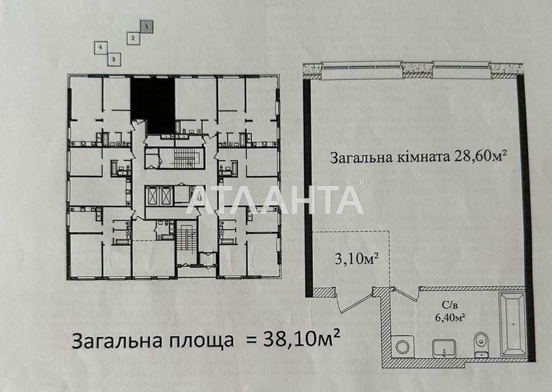 1-кімнатна квартира за адресою вул. Гагарінське плато (площа 38,1 м²) - Atlanta.ua - фото 3