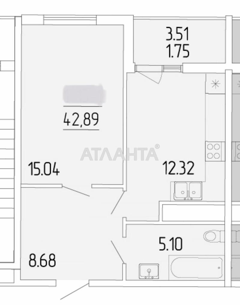 1-комнатная квартира по адресу ул. Краснова (площадь 42,9 м²) - Atlanta.ua - фото 2
