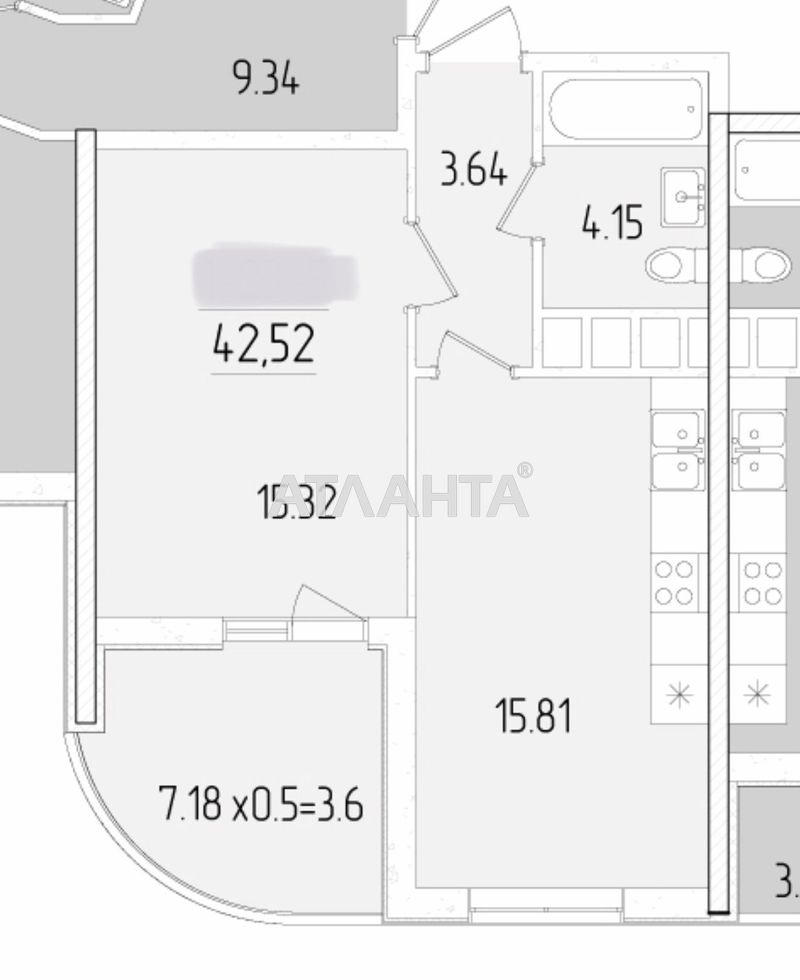 1-room apartment apartment by the address st. Krasnova (area 42,5 m²) - Atlanta.ua - photo 6