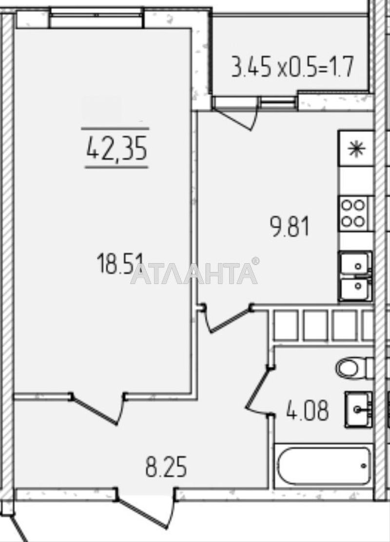 1-room apartment apartment by the address st. Krasnova (area 43,4 m²) - Atlanta.ua - photo 6