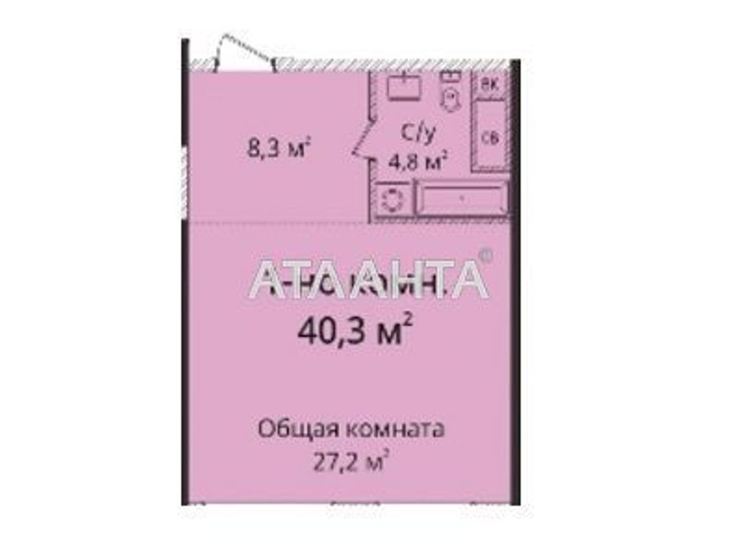 1-кімнатна квартира за адресою вул. Гагарінське плато (площа 40,3 м²) - Atlanta.ua - фото 2