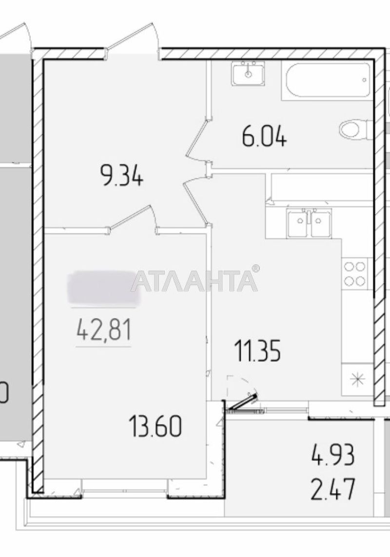 1-кімнатна квартира за адресою вул. Краснова (площа 42,8 м²) - Atlanta.ua - фото 5