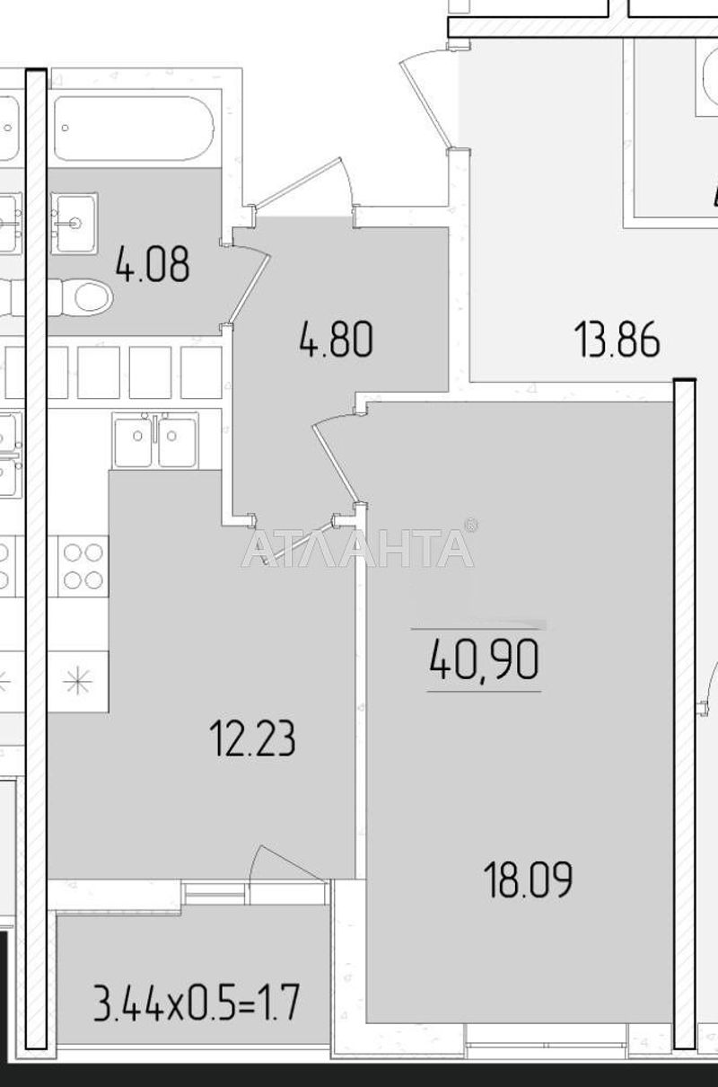 1-room apartment apartment by the address st. Krasnova (area 40,9 m²) - Atlanta.ua - photo 2