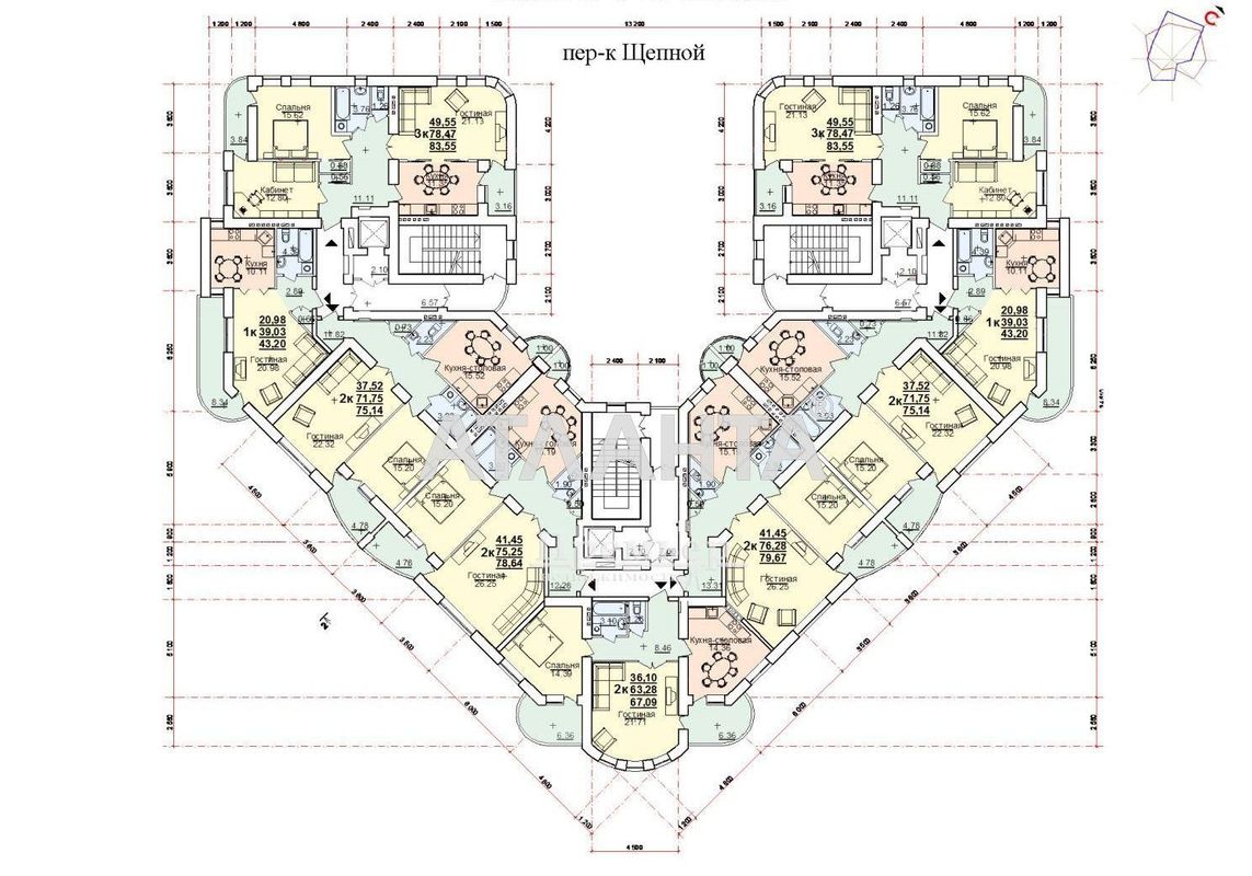 2-rooms apartment apartment by the address st. Shchepnoy per (area 78,6 m²) - Atlanta.ua - photo 3