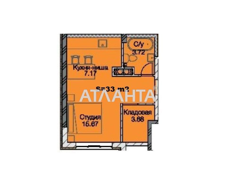 1-комнатная квартира по адресу ул. Паустовского (площадь 33 м²) - Atlanta.ua - фото 5