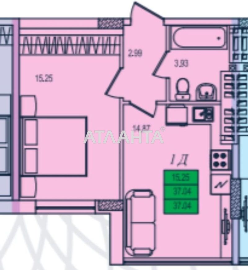 1-room apartment apartment by the address st. Marselskaya (area 38 m²) - Atlanta.ua - photo 2