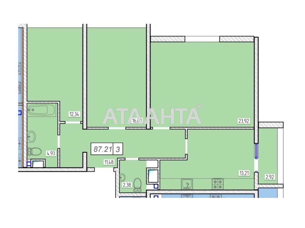 3-rooms apartment apartment by the address st. Zhemchuzhnaya (area 87,1 m²) - Atlanta.ua - photo 13