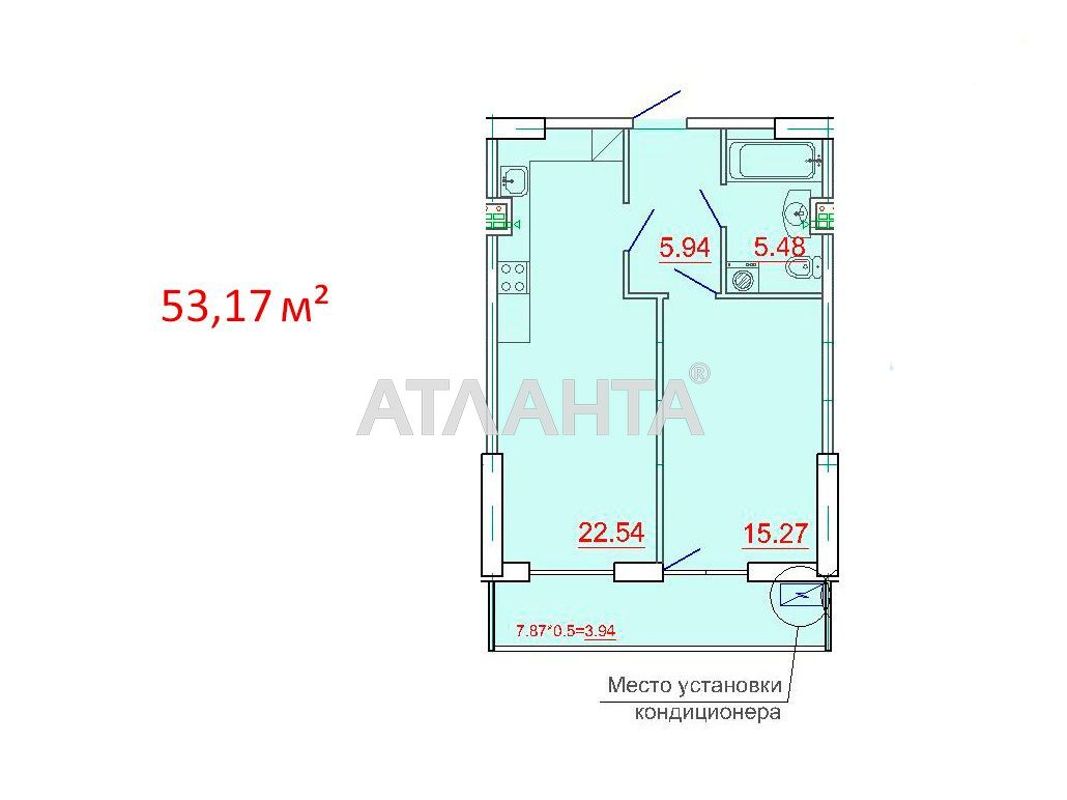 1-комнатная квартира по адресу ул. Генуэзская (площадь 52,6 м²) - Atlanta.ua - фото 3