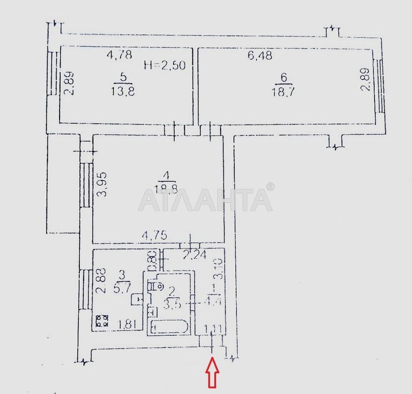 3-комнатная квартира по адресу Ботанический пер. (площадь 66 м²) - Atlanta.ua - фото 6
