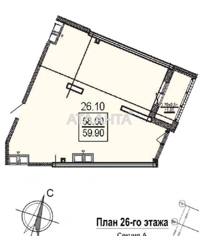 1-room apartment apartment by the address st. Dacha Kovalevskogo Amundsena (area 60 m²) - Atlanta.ua - photo 2