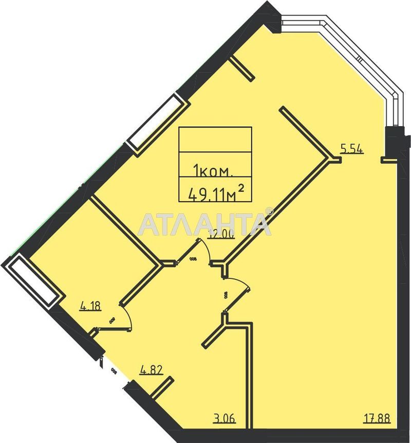 1-комнатная квартира по адресу ул. Дача Ковалевского (площадь 45,6 м²) - Atlanta.ua - фото 2