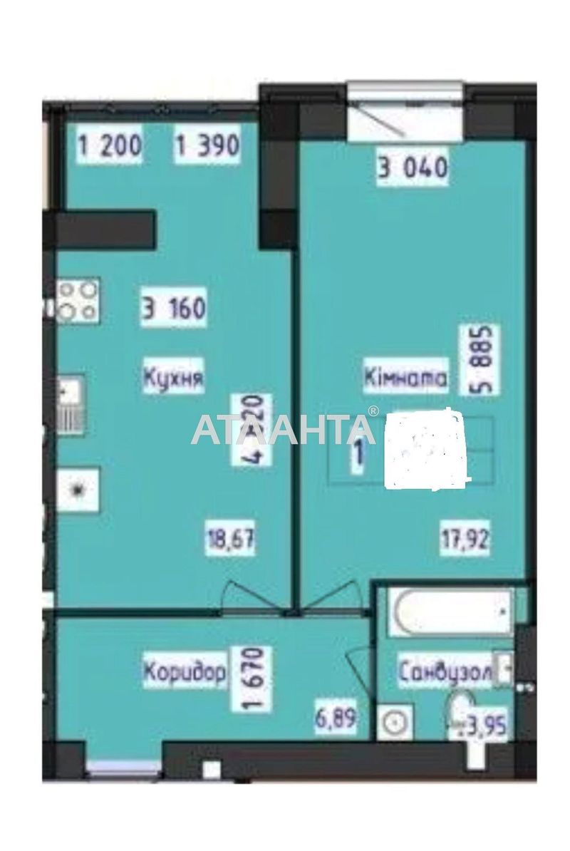 1-кімнатна квартира за адресою вул. Лазурна (площа 45 м²) - Atlanta.ua - фото 4
